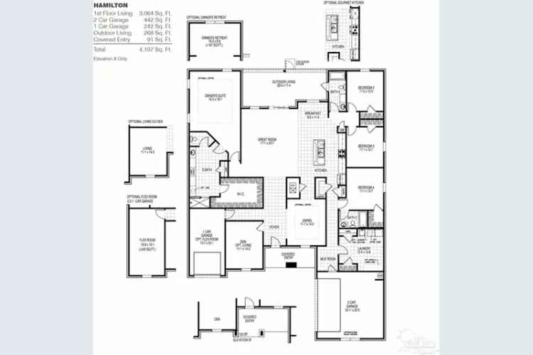 HAMILTON 4 Bedroom 3 Bathroom House Floorplan