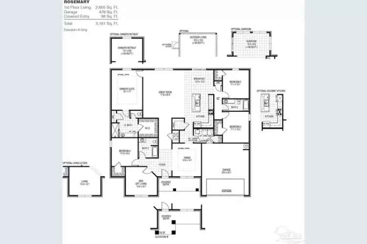 ROSEMARY Floorplan: Open Concept Home with Multiple Living Areas